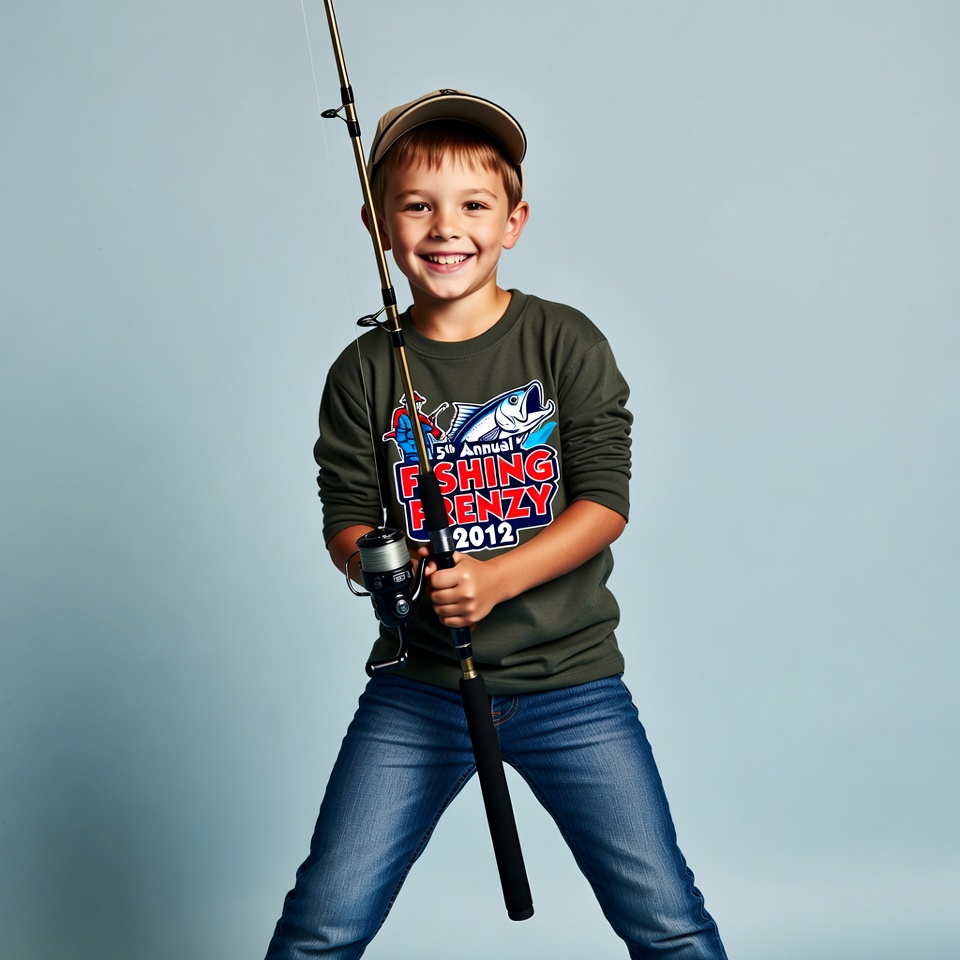 Boy holding fishing rod Boy holding fishing rod