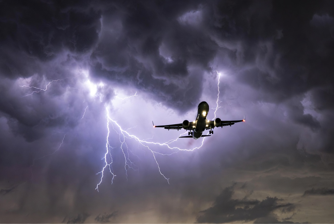 Airplane Flying Through Lightning Storm Airplane Flying Through Lightning Storm