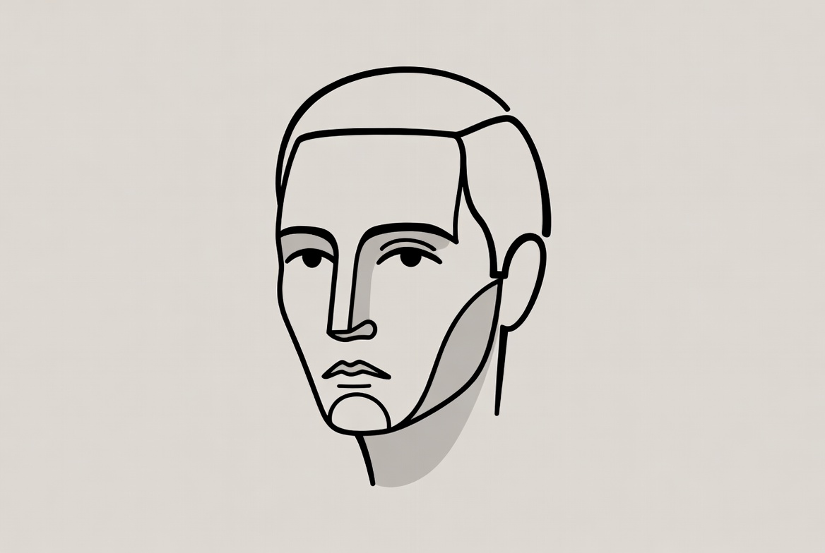 Line art portrait of man Line art portrait of man