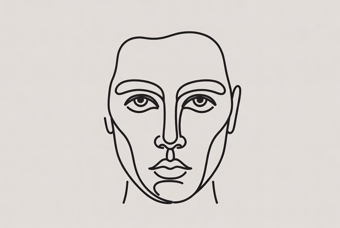 Minimalist line art male face Minimalist line art male face
