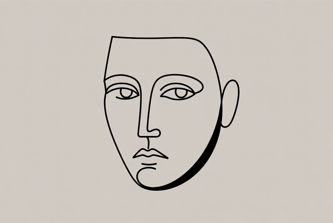 Minimalist line art male face Minimalist line art male face