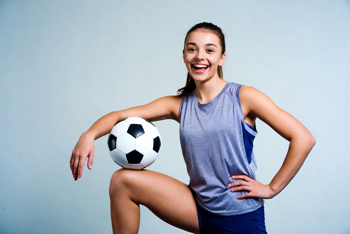 Girl holding soccer ball Girl holding soccer ball