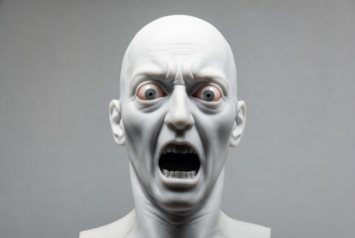 Screaming Bald Man Bust Sculpture Screaming Bald Man Bust Sculpture
