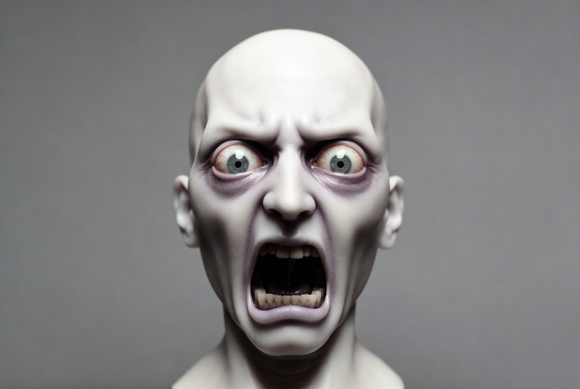 Terrified bald man screaming Terrified bald man screaming