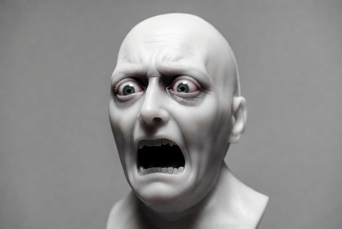 Terrified White Man Bust Screaming Terrified White Man Bust Screaming