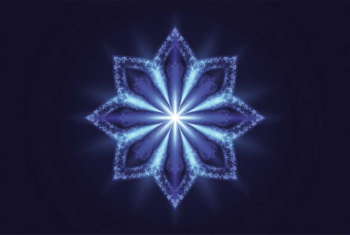 Glowing Blue Snowflake Fractal Glowing Blue Snowflake Fractal