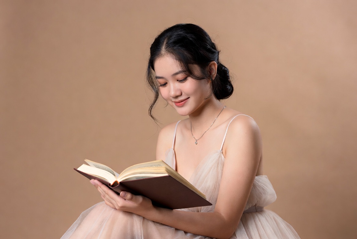 Asian woman reading book Asian woman reading book