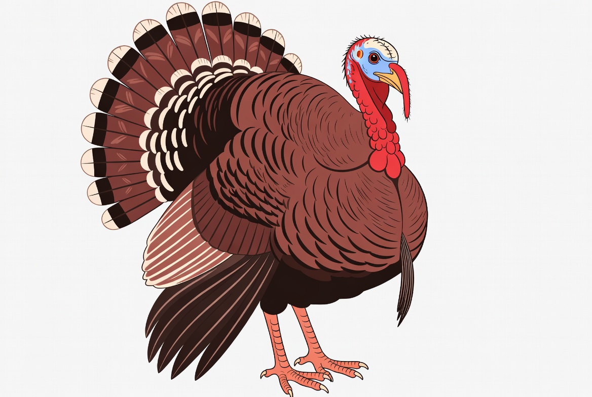 Cartoon turkey with tail feathers spread Cartoon turkey with tail feathers spread