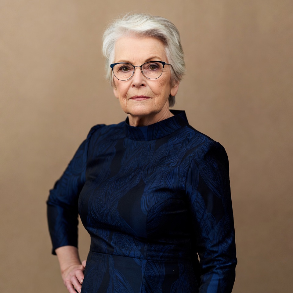 Elderly woman in blue dress Elderly woman in blue dress