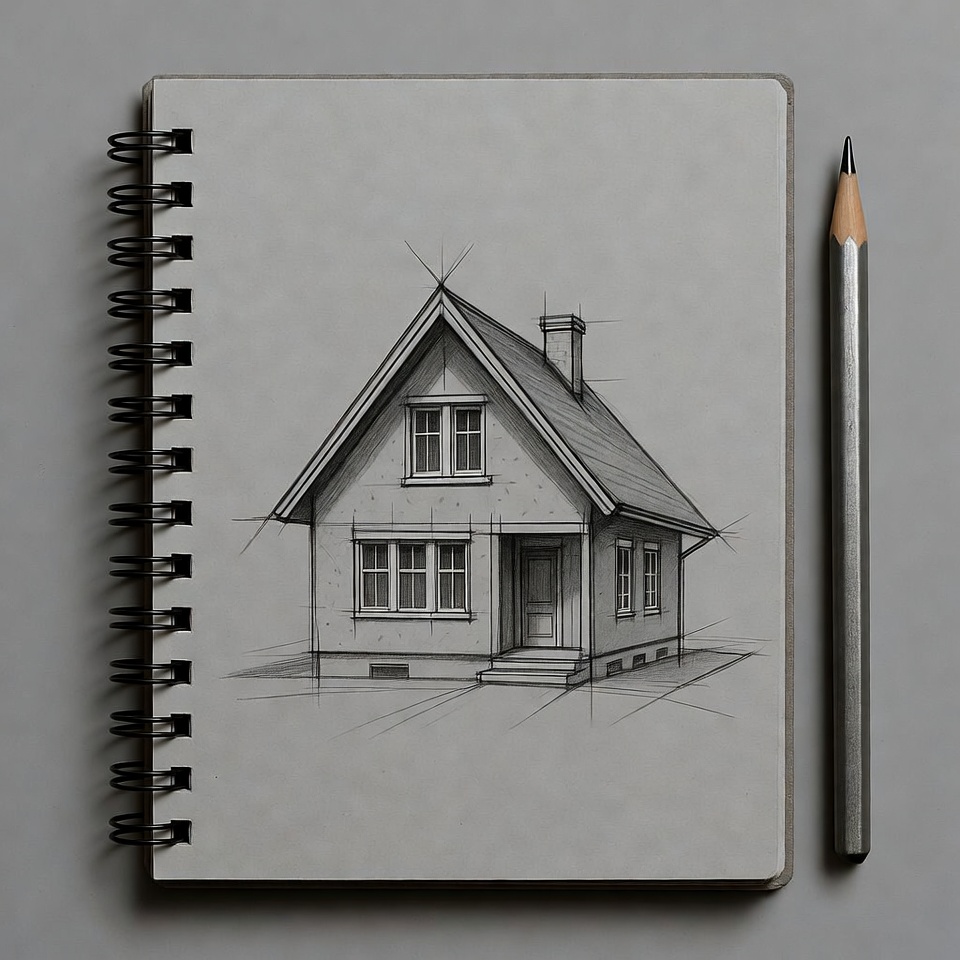 Pencil Sketch House in Notebook Pencil Sketch House in Notebook