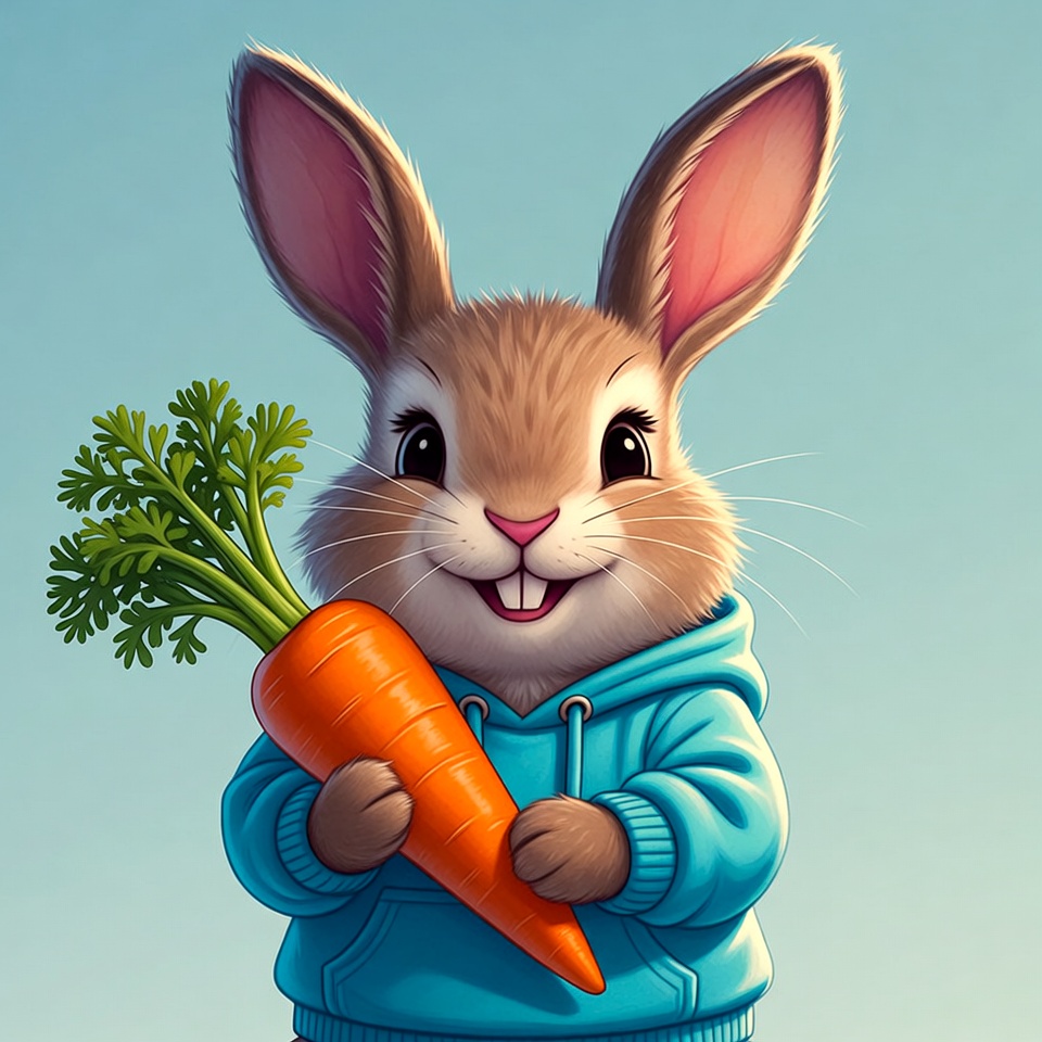 Cute bunny holding carrot Cute bunny holding carrot