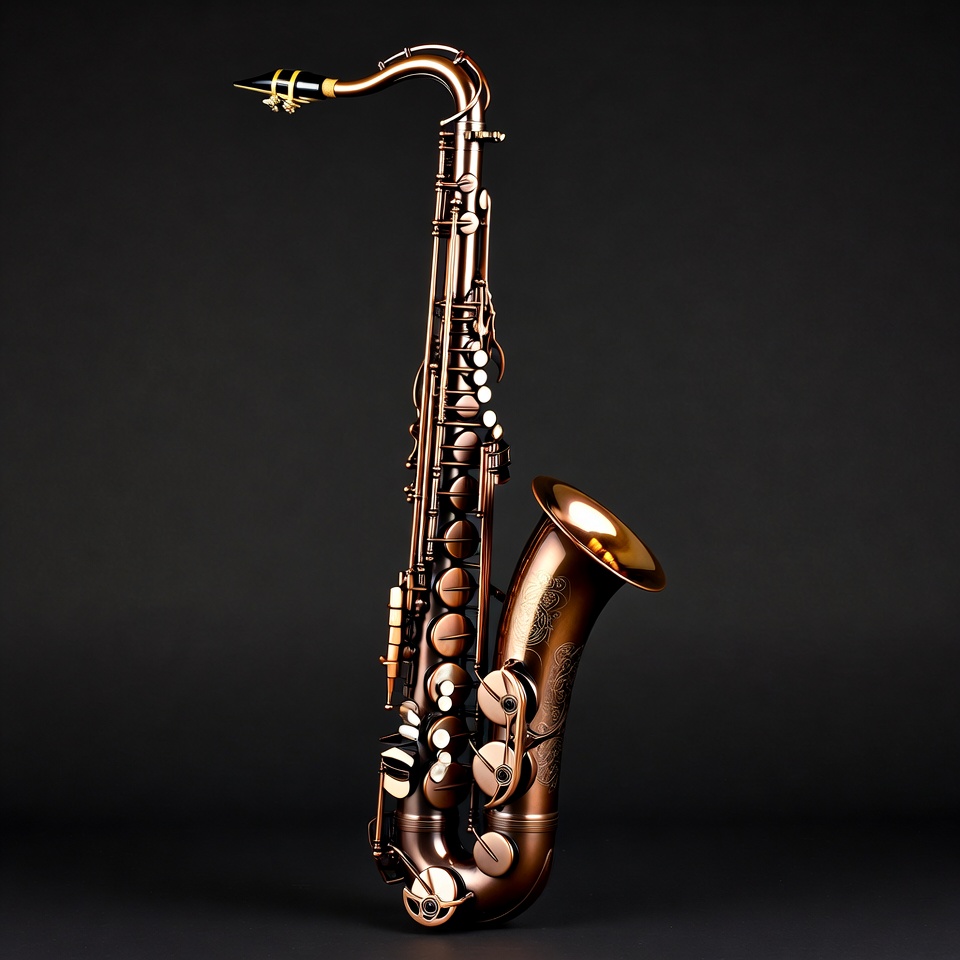 Bronze Tenor Saxophone on Black Background Bronze Tenor Saxophone on Black Background