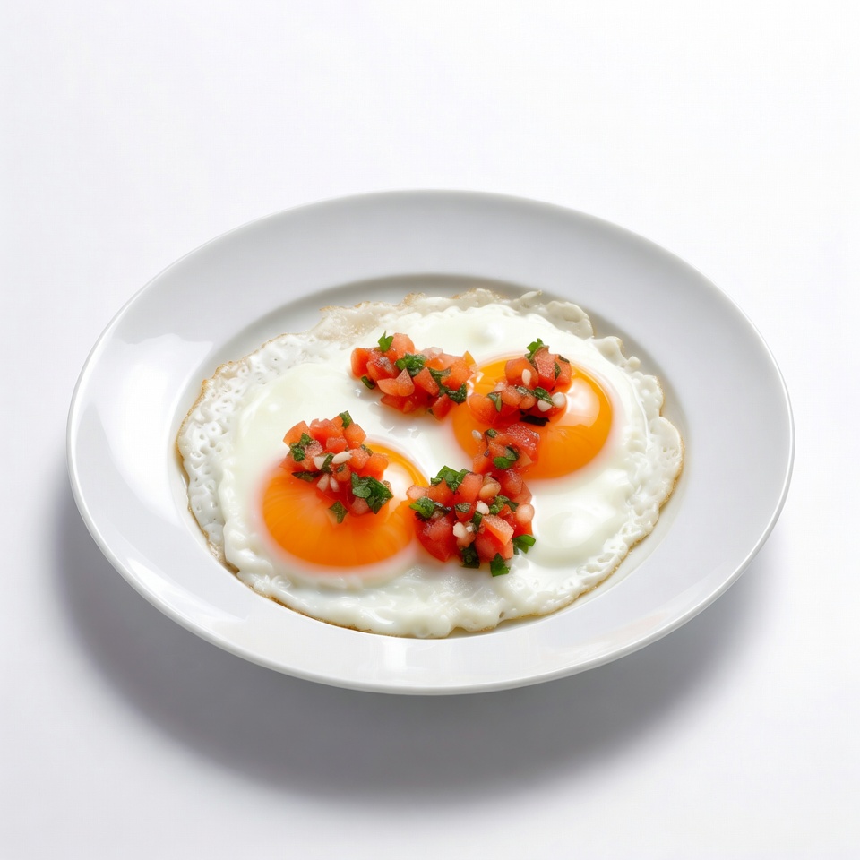 Sunny-side up eggs with salsa Sunny-side up eggs with salsa