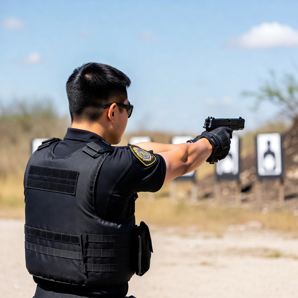 Asian police officer shooting targets Asian police officer shooting targets