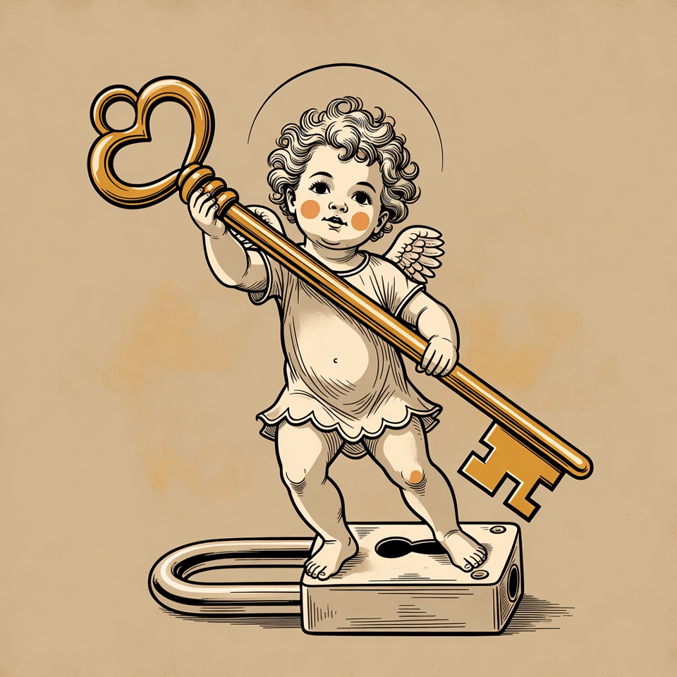 Cherub Holding Golden Key Cherub Holding Golden Key