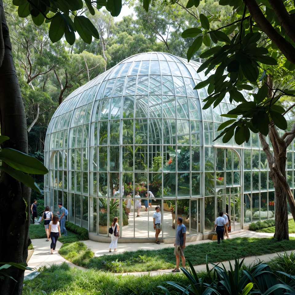 Glass Dome Greenhouse with Visitors Glass Dome Greenhouse with Visitors