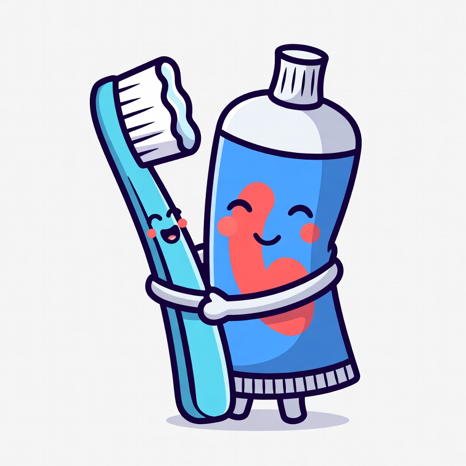 Cute Toothbrush Hugging Toothpaste Illustration Cute Toothbrush Hugging Toothpaste Illustration