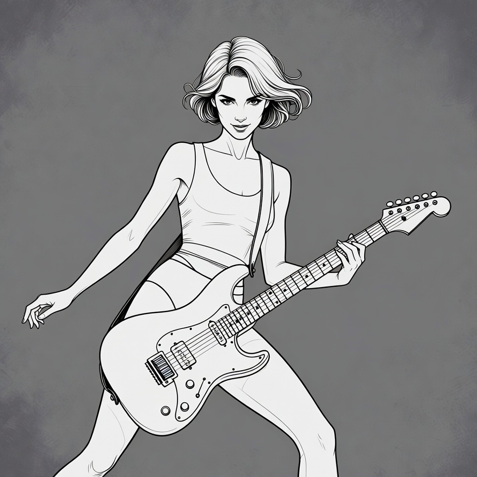 Blonde woman playing electric guitar Blonde woman playing electric guitar