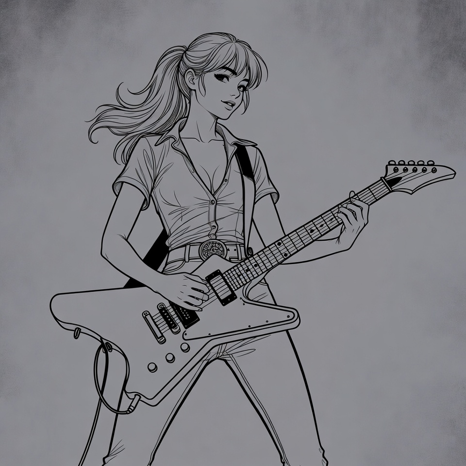 Blonde woman playing electric guitar Blonde woman playing electric guitar