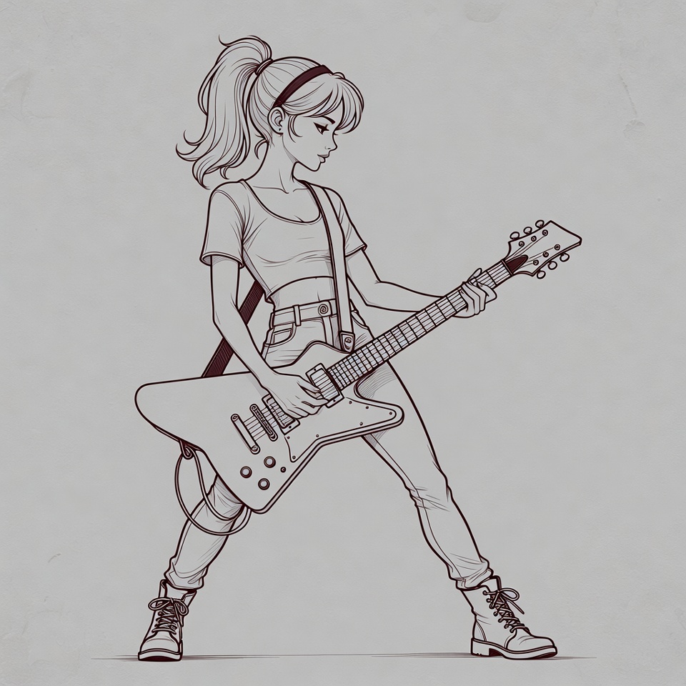 Girl playing electric guitar Girl playing electric guitar
