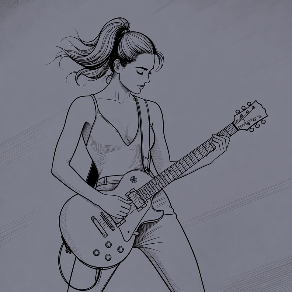 Woman playing electric guitar Woman playing electric guitar