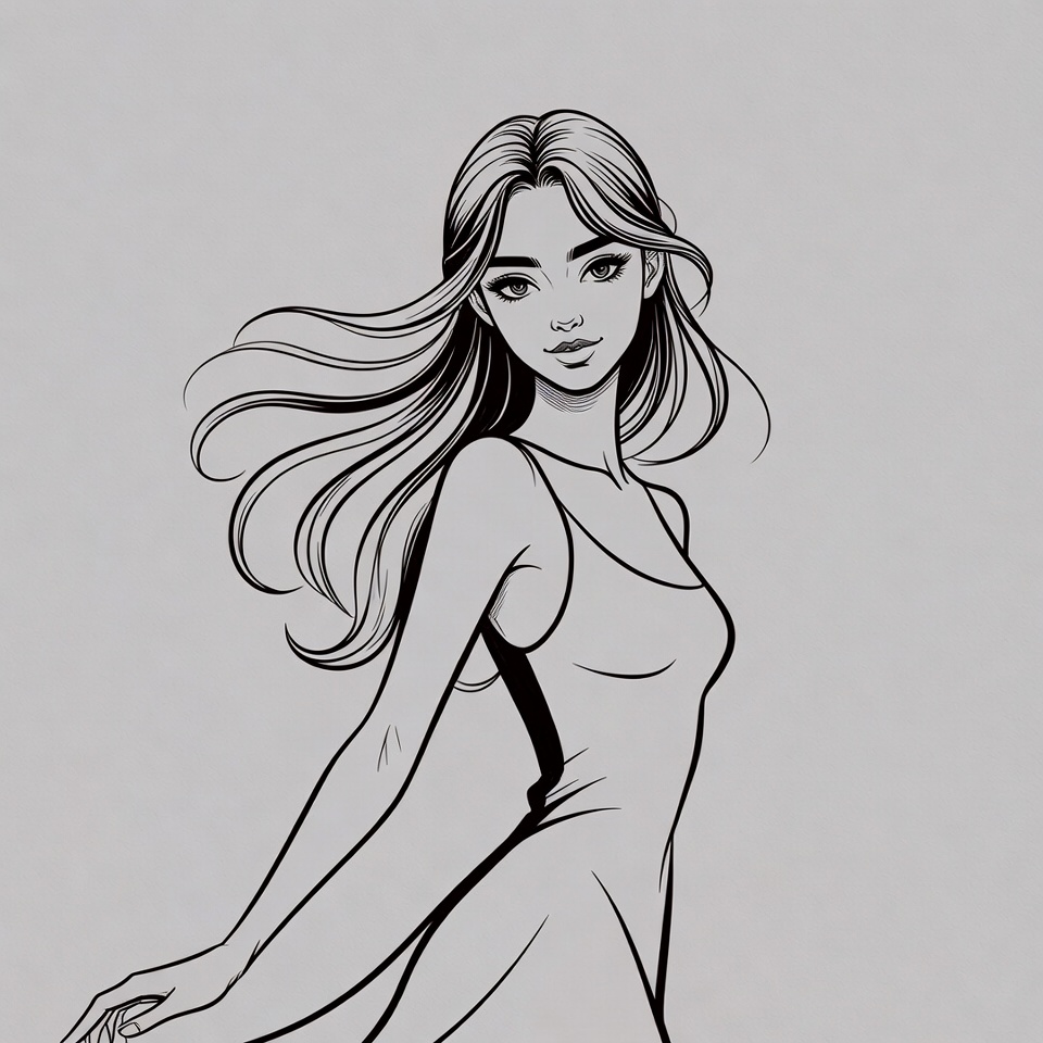 Woman with flowing hair illustration Woman with flowing hair illustration