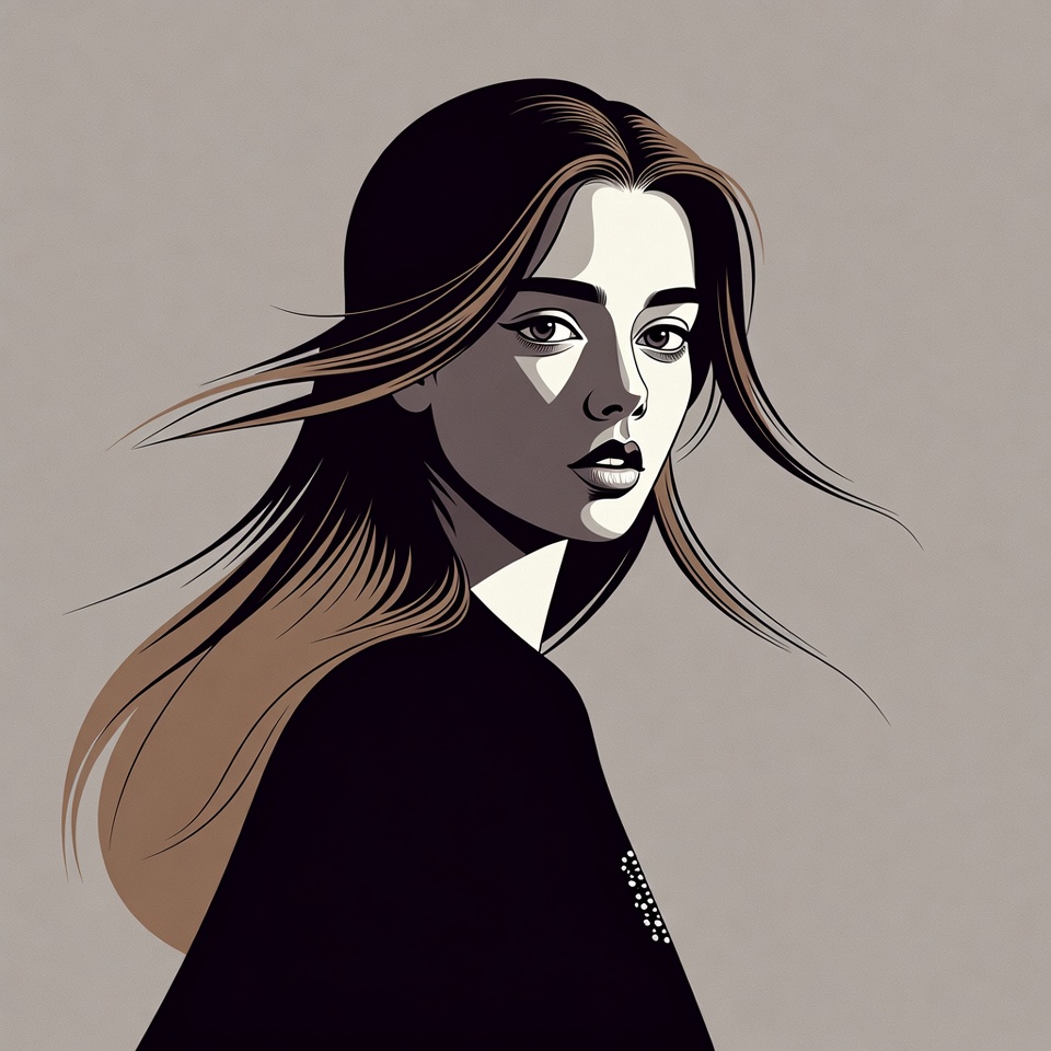 Woman with flowing hair illustration Woman with flowing hair illustration