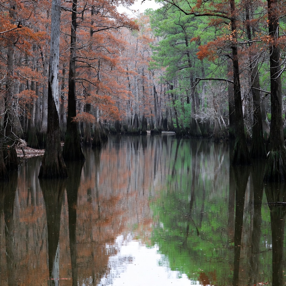 Autumn Bald Cypress Swamp Reflection Autumn Bald Cypress Swamp Reflection