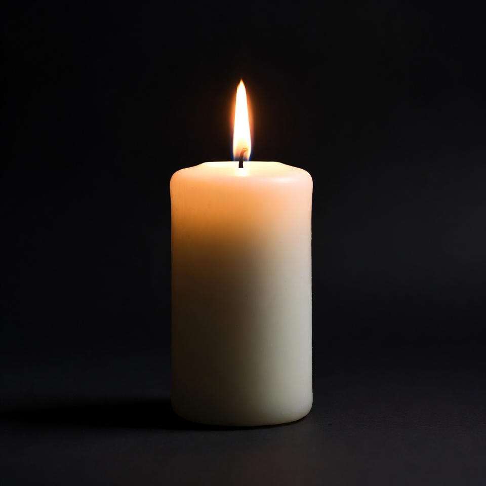 Burning Candle on Black Background Burning Candle on Black Background