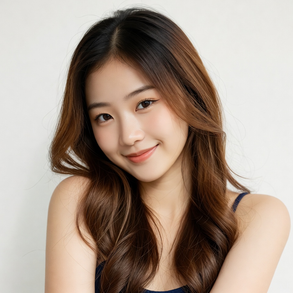 Smiling Asian woman with long hair Smiling Asian woman with long hair