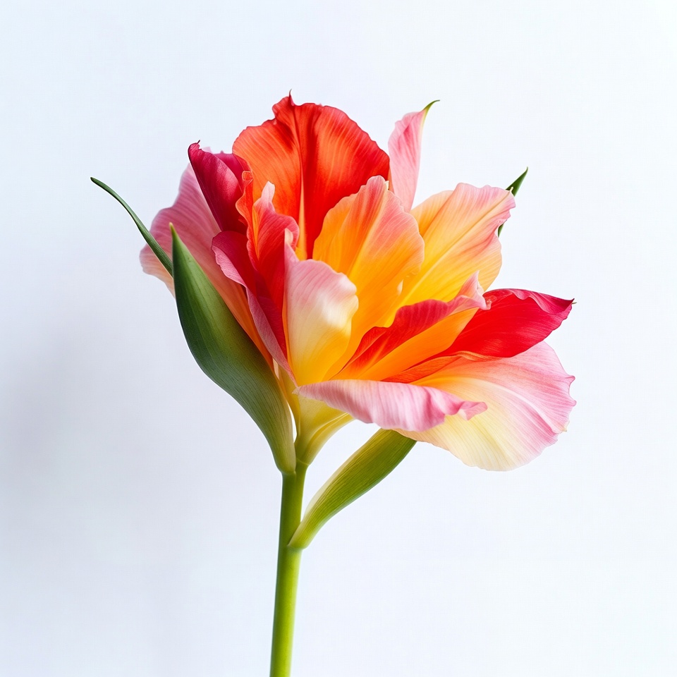 Colorful Tulip Flower on White Background Colorful Tulip Flower on White Background