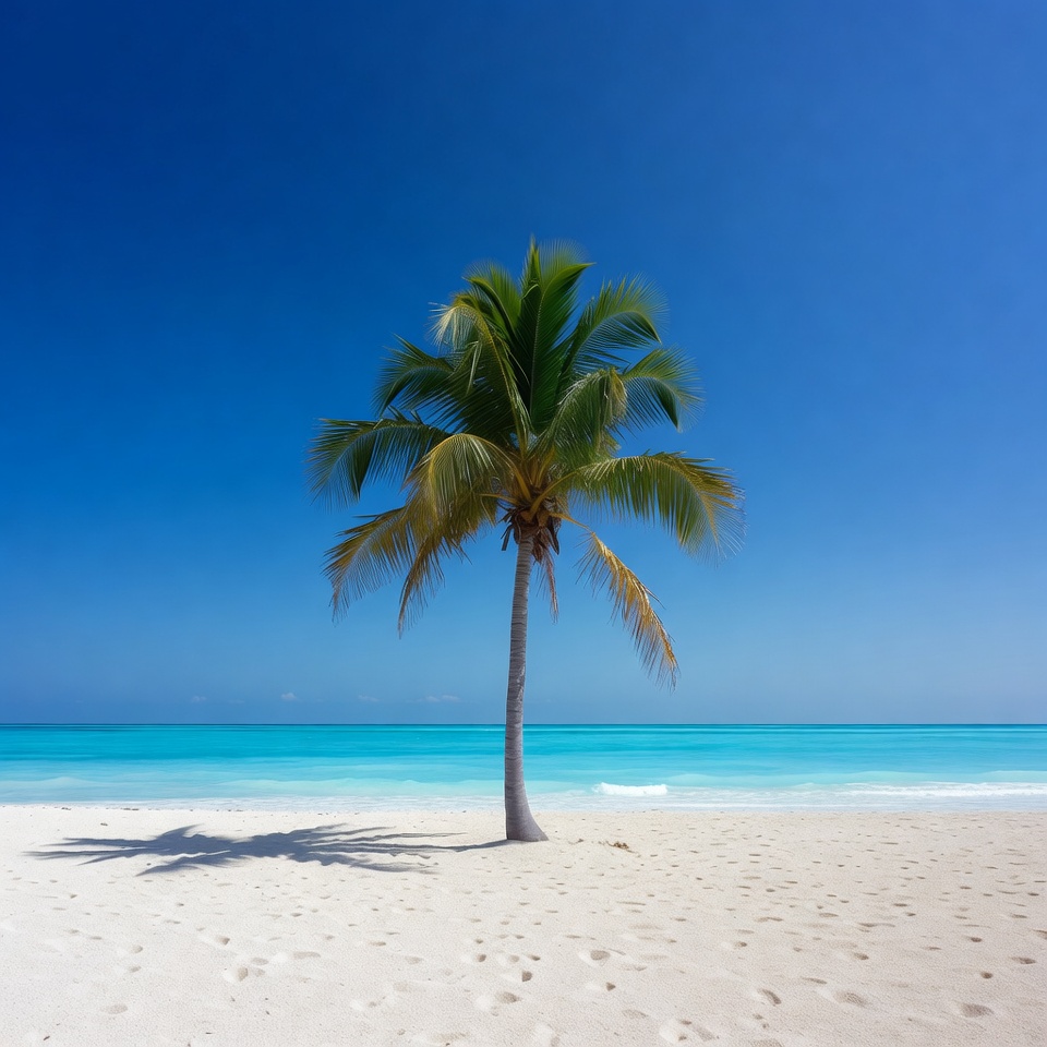 Single Palm Tree on Tropical Beach Single Palm Tree on Tropical Beach