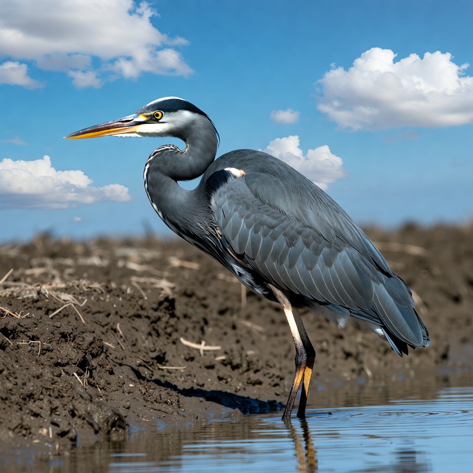 Great Blue Heron standing in water Great Blue Heron standing in water