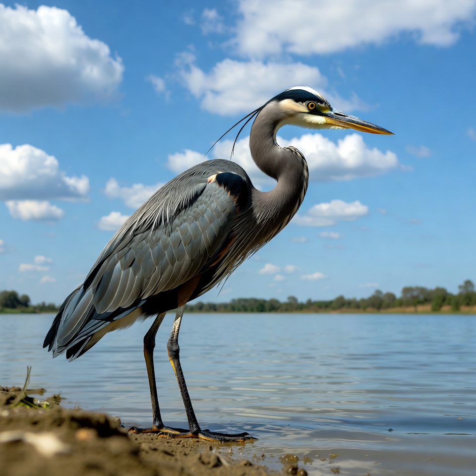 Great Blue Heron by lakeshore Great Blue Heron by lakeshore