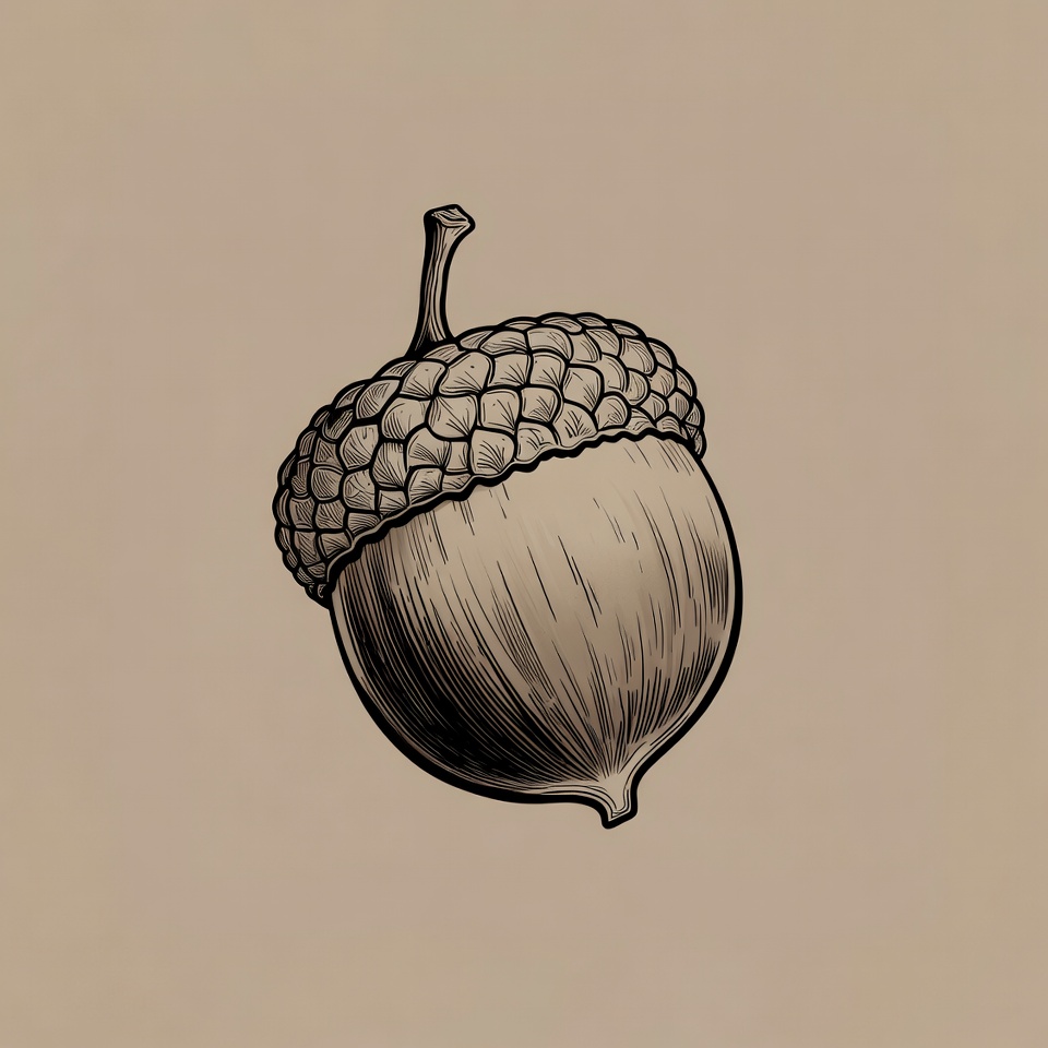 Detailed Acorn Illustration Detailed Acorn Illustration