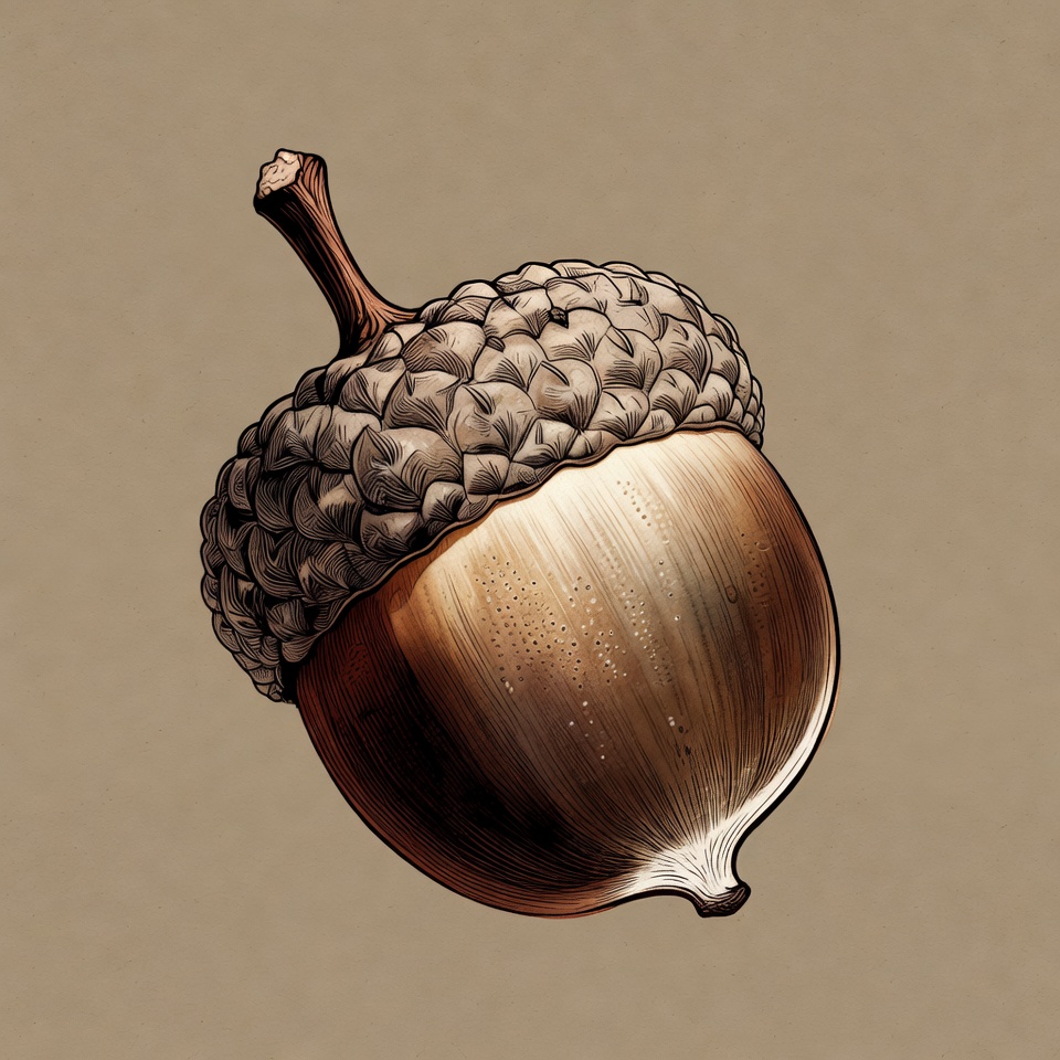Detailed Acorn Illustration Detailed Acorn Illustration