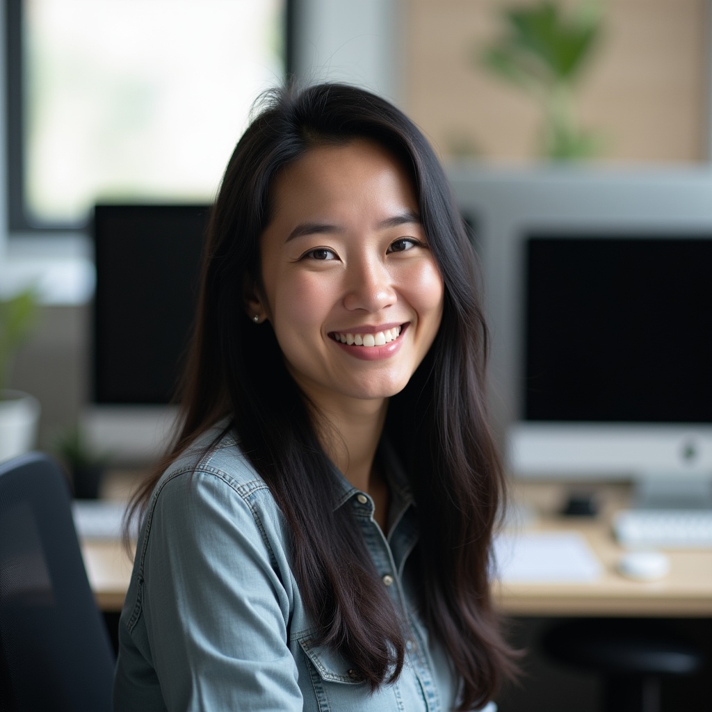Smiling Asian woman in office Smiling Asian woman in office