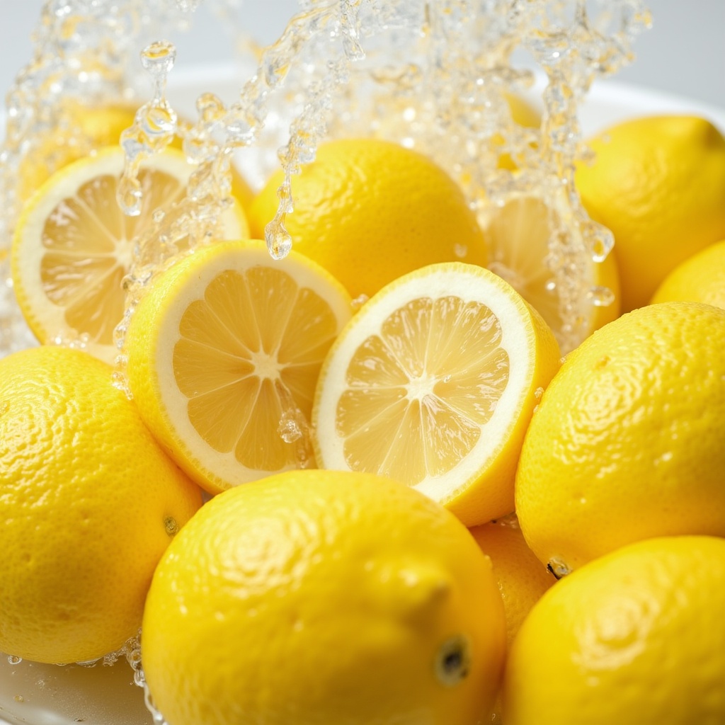 Lemons splashing water in bowl Lemons splashing water in bowl