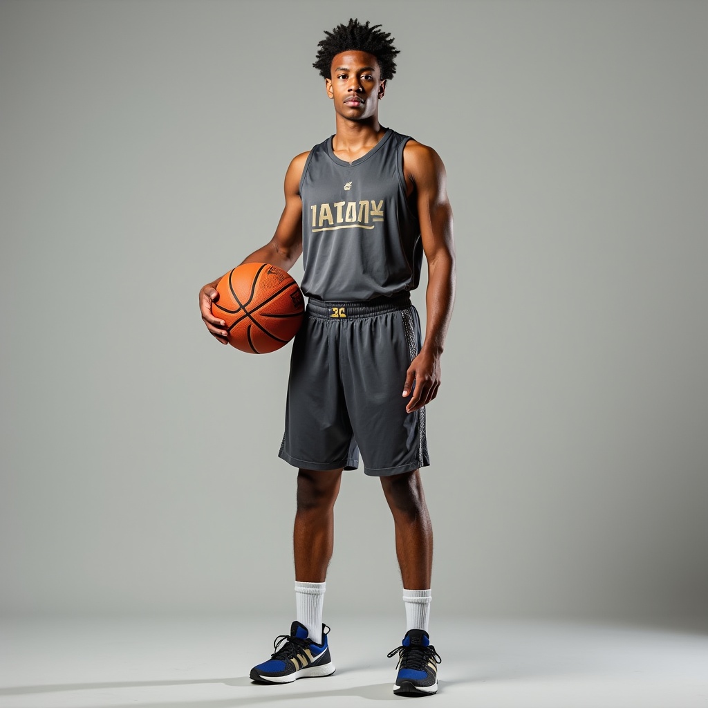 African-American man holding basketball African-American man holding basketball
