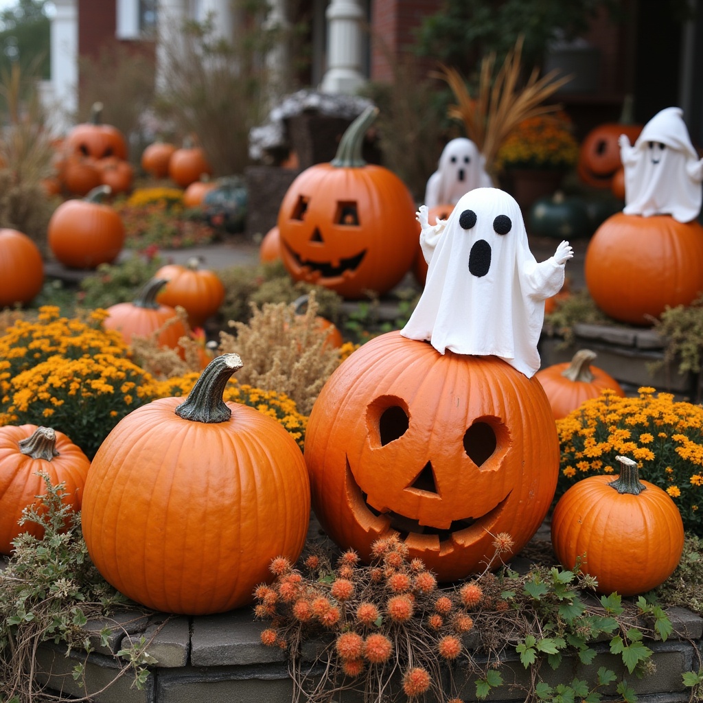 Halloween Pumpkins with Ghosts Halloween Pumpkins with Ghosts