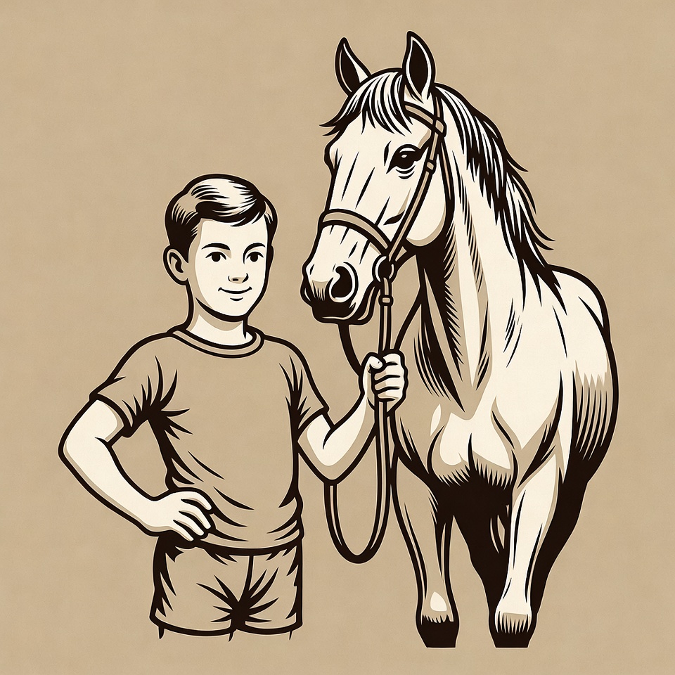 Boy holding horse reins Boy holding horse reins