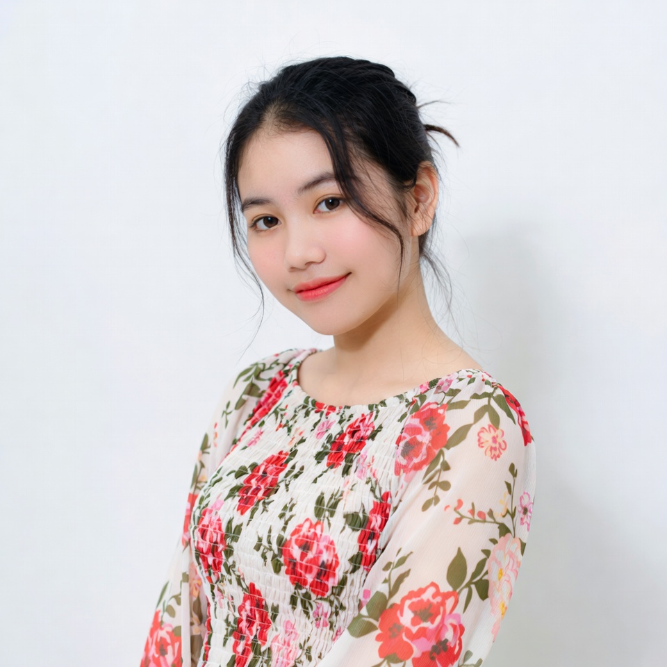 Asian woman in floral dress Asian woman in floral dress