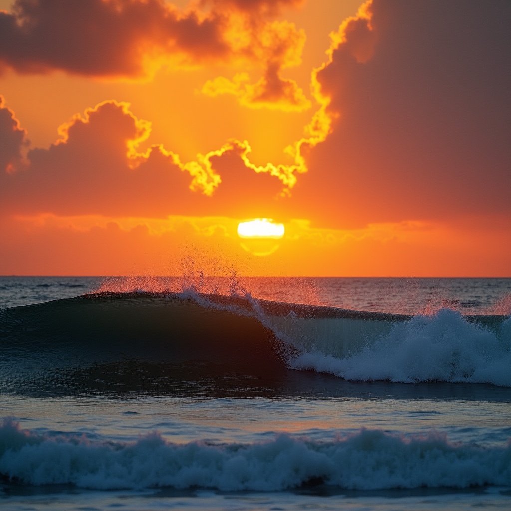 Sunset Over Ocean Waves Sunset Over Ocean Waves