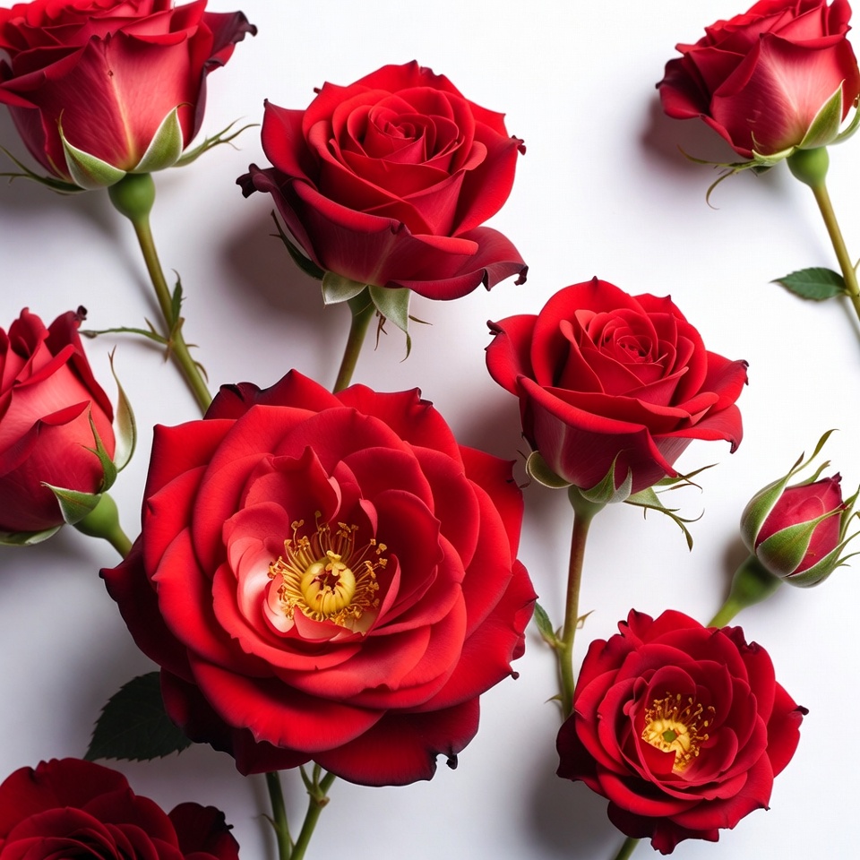Red Roses on White Background Red Roses on White Background