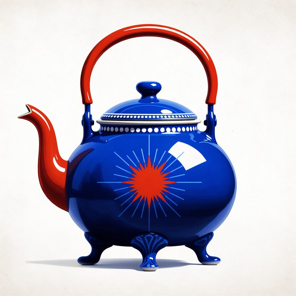 Blue Teapot with Red Handle Blue Teapot with Red Handle