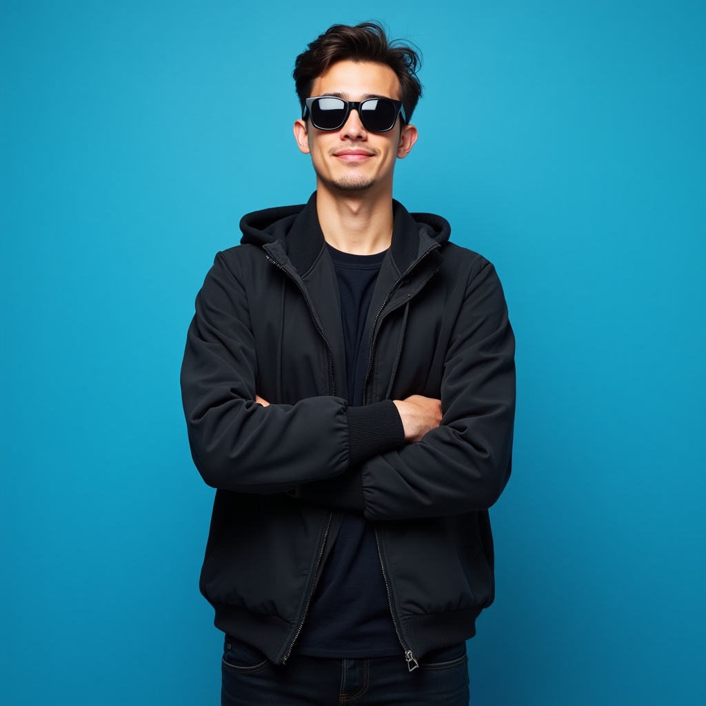 Young man in sunglasses with arms crossed Young man in sunglasses with arms crossed