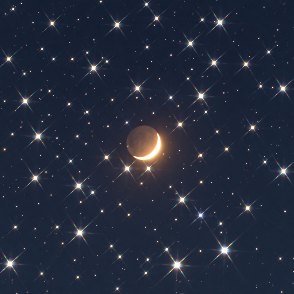 Crescent Moon in Starry Night Sky Crescent Moon in Starry Night Sky