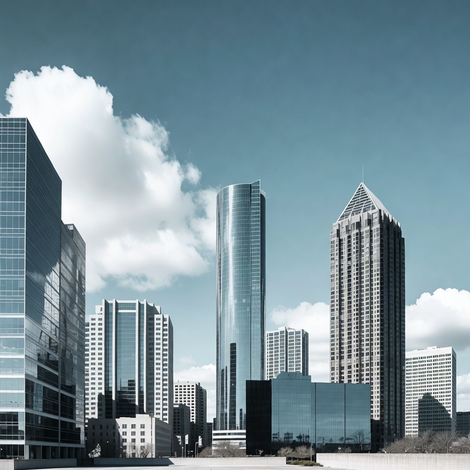 Modern skyscrapers in city skyline Modern skyscrapers in city skyline