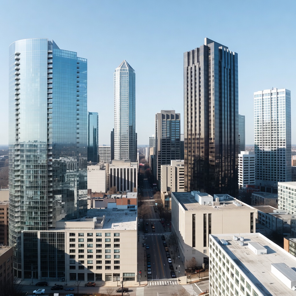 Modern Skyscrapers in City Skyline Modern Skyscrapers in City Skyline