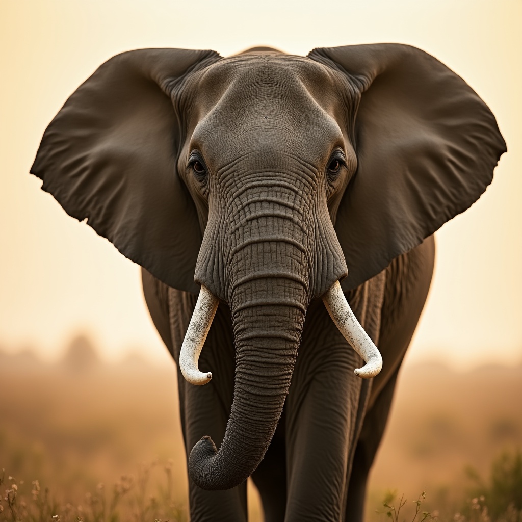 African elephant with large tusks African elephant with large tusks
